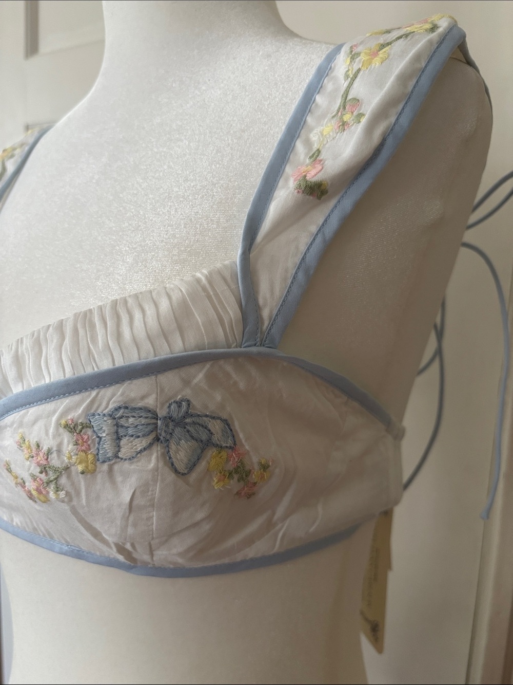 For Love & Lemons 🦋 baby bow bra NWT size small pastel blue floral - Picture 6 of 11
